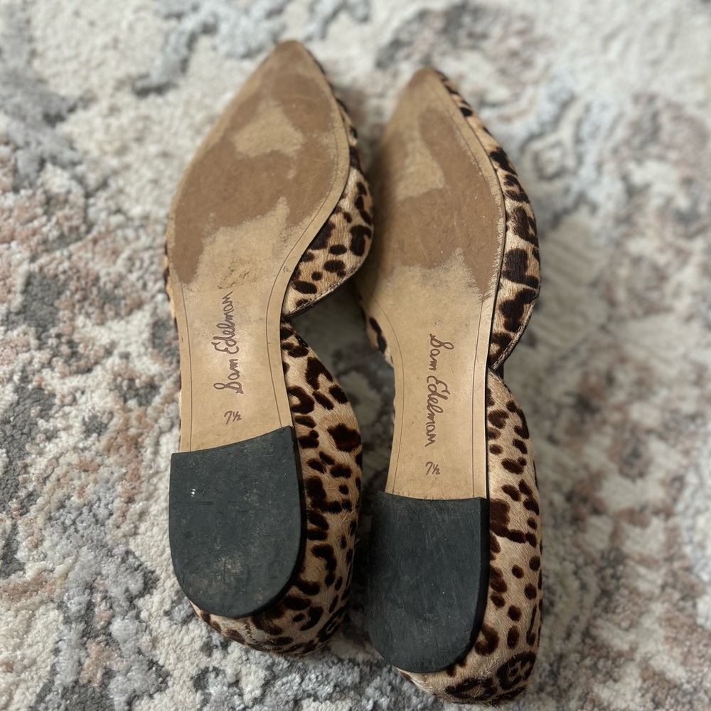 Sam Edelman Leopard Print Pointed Toe Flats - Picture 2 of 6